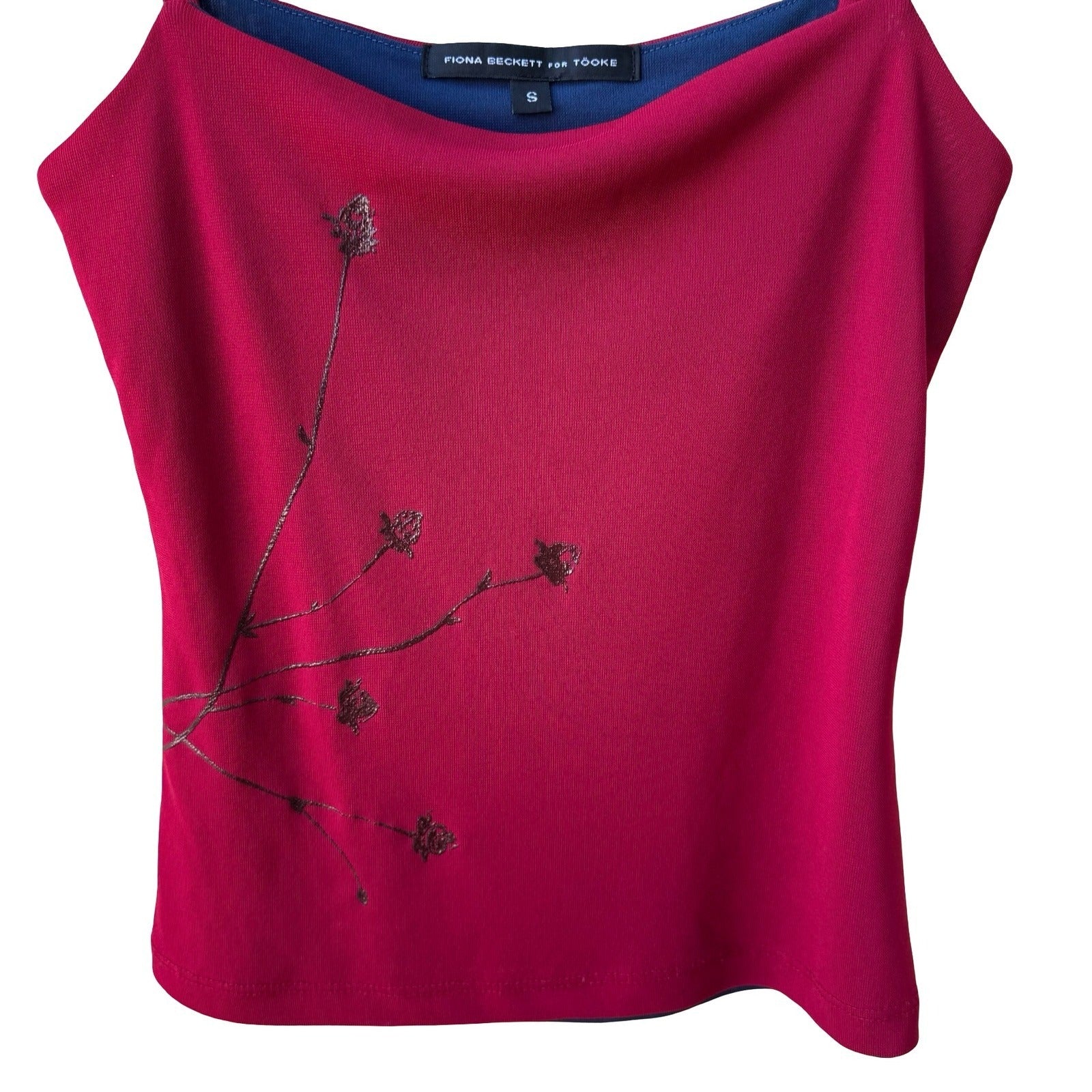 Fiona Beckett Tooke Y2K 90s Indie Coquette Dark Floral Cami Babydoll Top Red S