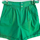 Switch Vintage 80s Preppy Green High Waisted Pleated Mom Shorts Adjustable D-Ring S 3 image
