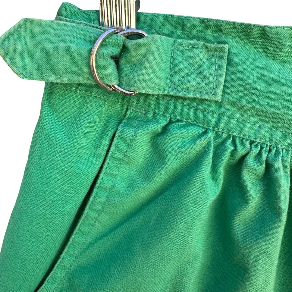 Vintage 80s Preppy Green High Waisted Pleated Mom Shorts Adjustable D-Ring S