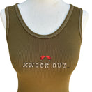 Switch Major Damage Y2K Grunge Knock Out Graphic Tank Top Green Rhinestone Womens M 3 image