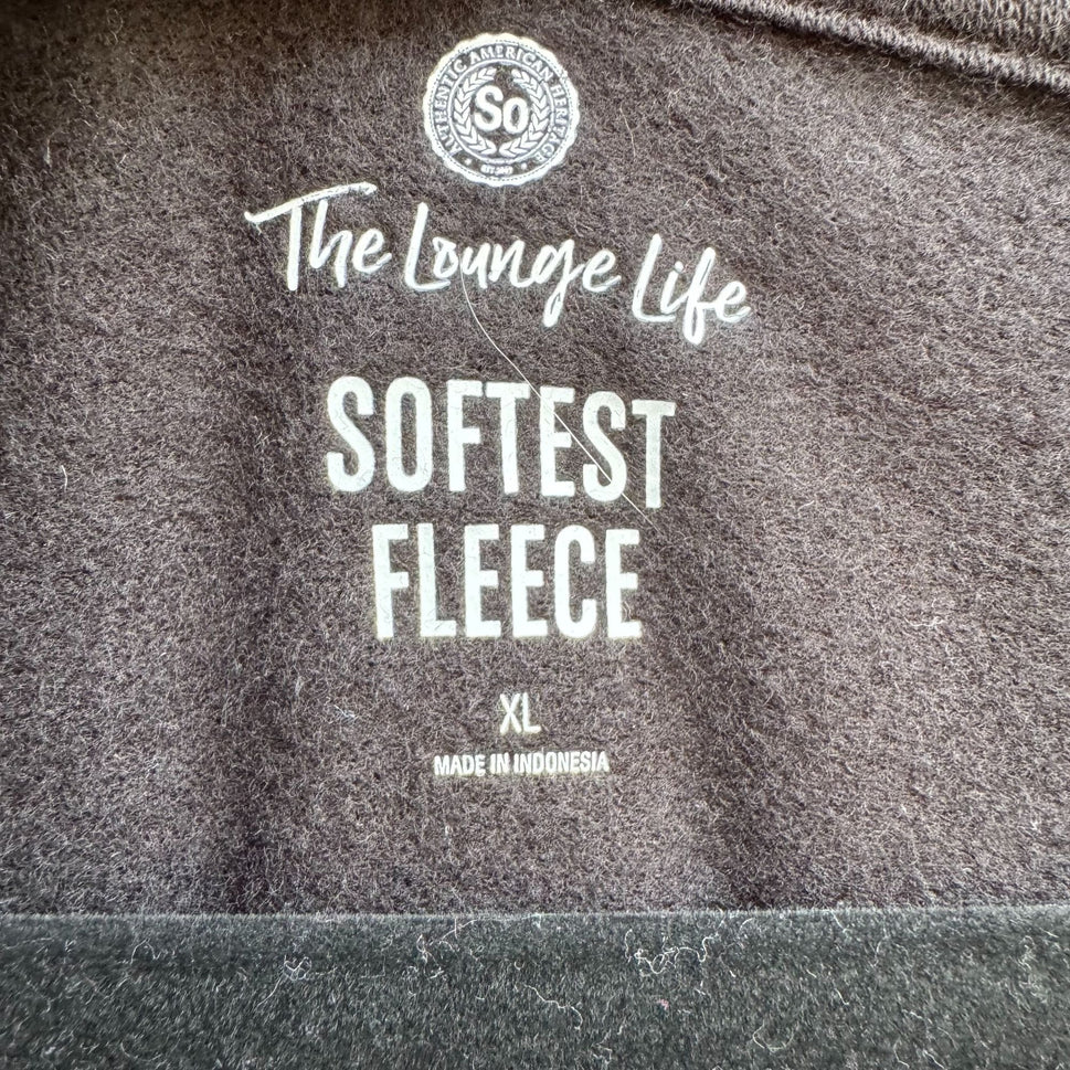 The Lounge Life Black Fleece Long Sleeve Kangaroo Pocket Soft & Cozy Hoodie New XL