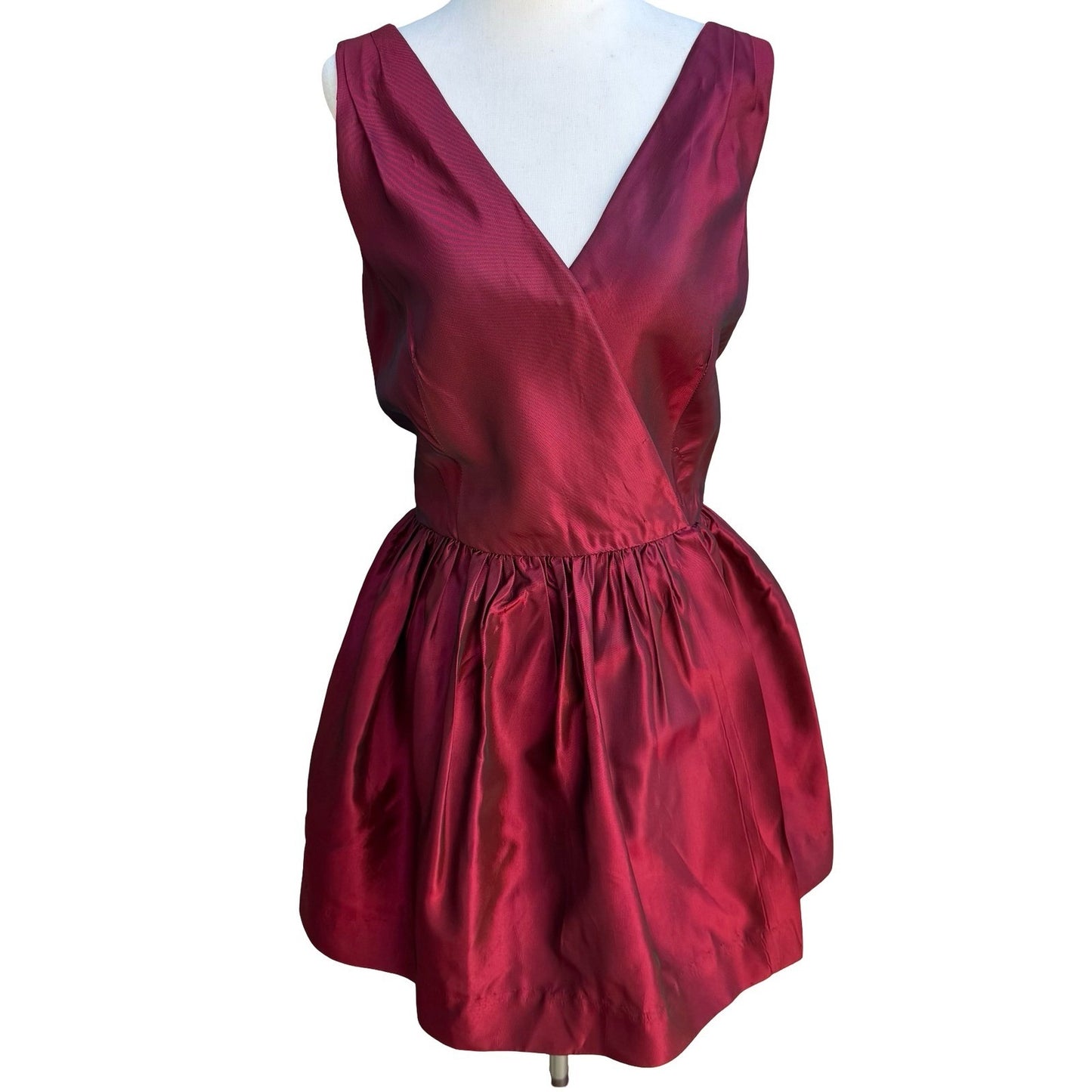 ABS Evening Y2K 90s Glam Iridescent Taffeta Formal Holiday Prom Wrap Dress 12