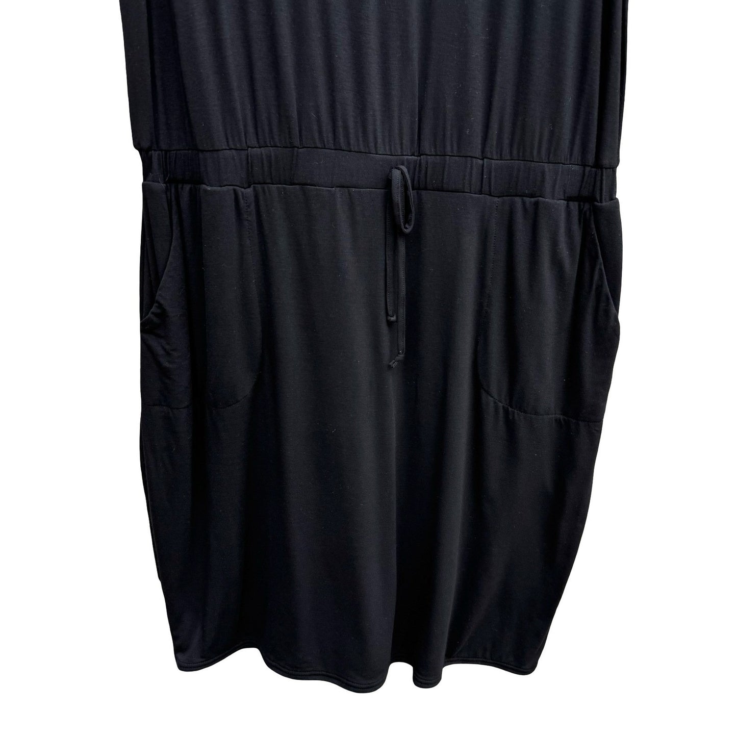 32 Degrees Cool Womens Black Short Sleeve Drawstring Pocket T-Shirt Dress L NEW