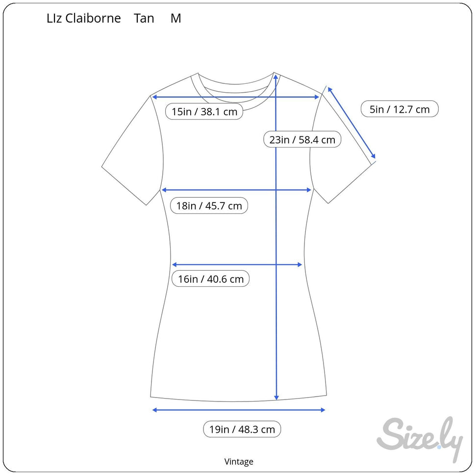 Liz Claiborne Vintage Y2K Womens Brown Tan V-Neck Babydoll Cap Sleeve Shirt M
