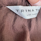 Switch Trina Turk Coquette Sheer Minimalist Shadow Stripe Halter Blouse Bow Tie Brown 2 image