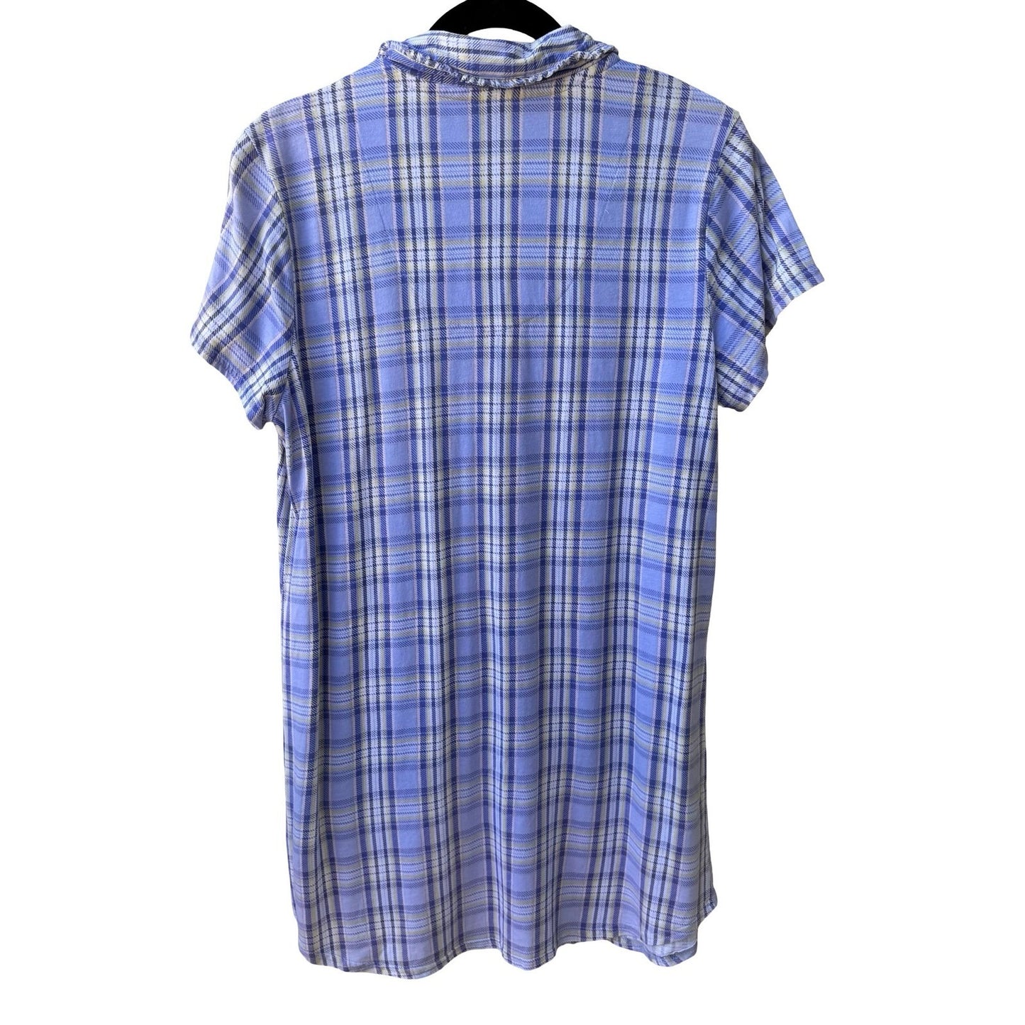 Muk Luks Purple Plaid Ruffle Trim Loungewear Pajama Sleep Shirt Nightgown XL