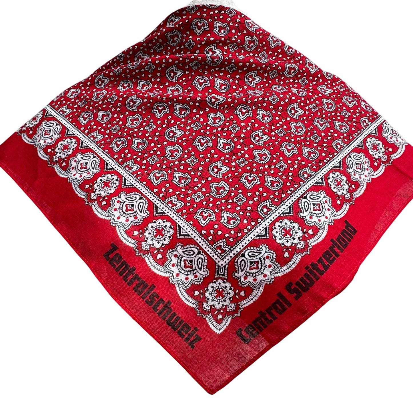 Zentralschweiz Central Switzerland Vintage Red Paisley Bandana 100% Cotton Scarf