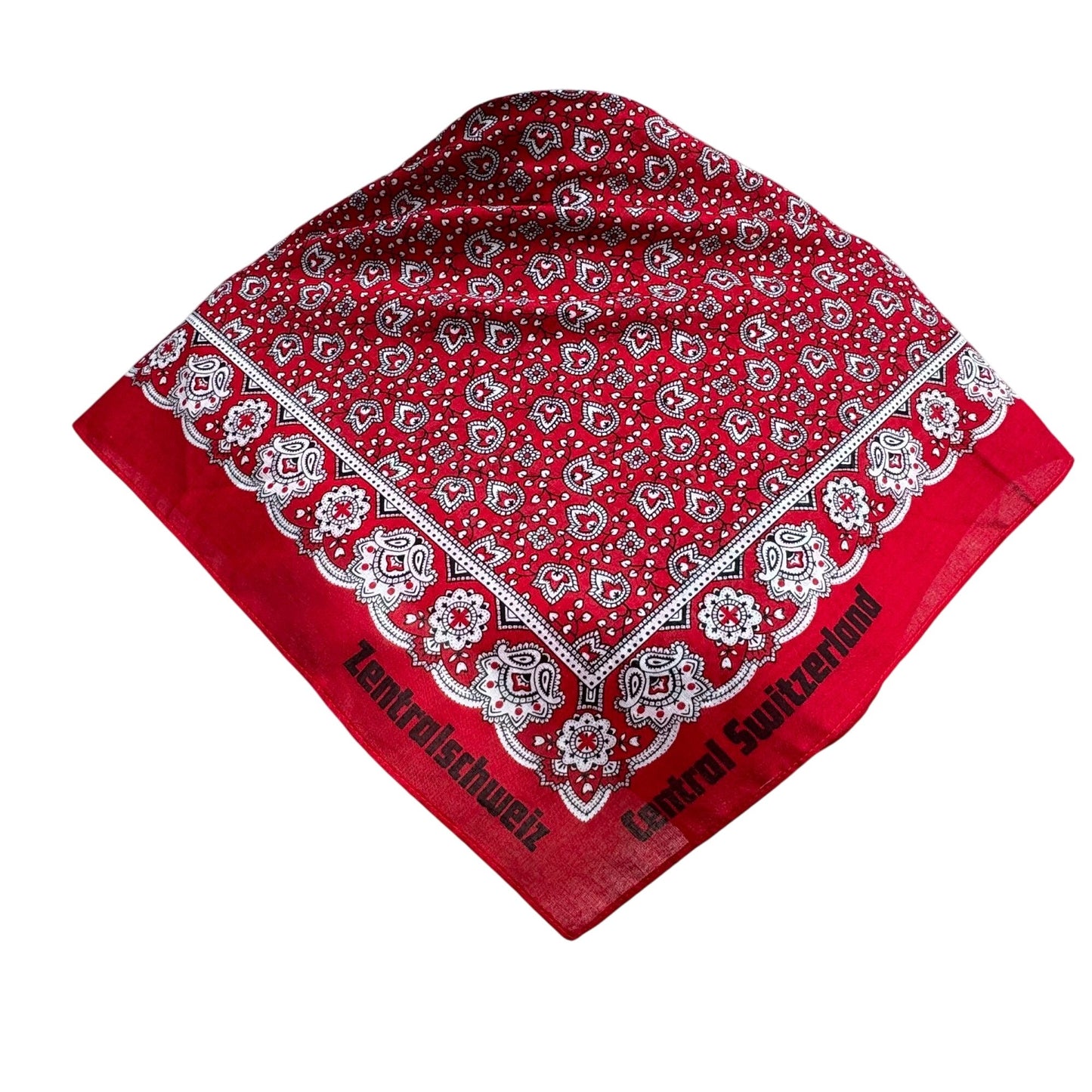 Zentralschweiz Central Switzerland Vintage Red Paisley Bandana 100% Cotton Scarf