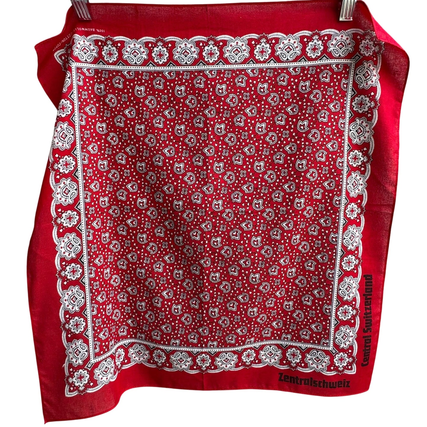 Zentralschweiz Central Switzerland Vintage Red Paisley Bandana 100% Cotton Scarf