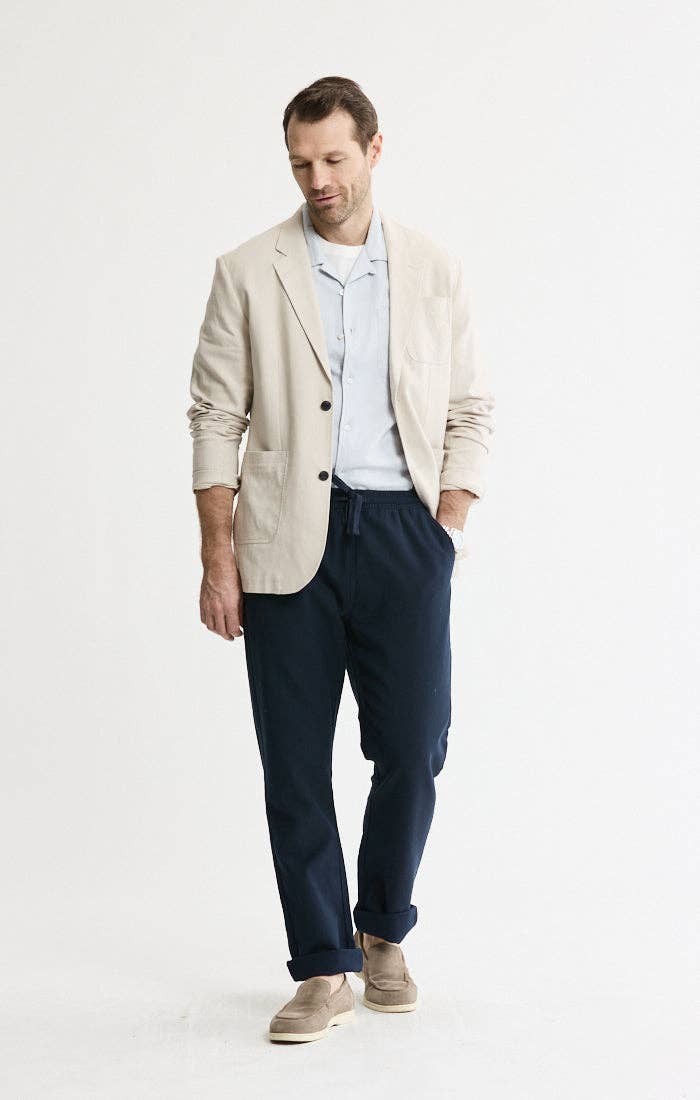 Linen Blend Blazer: INDIGO / M