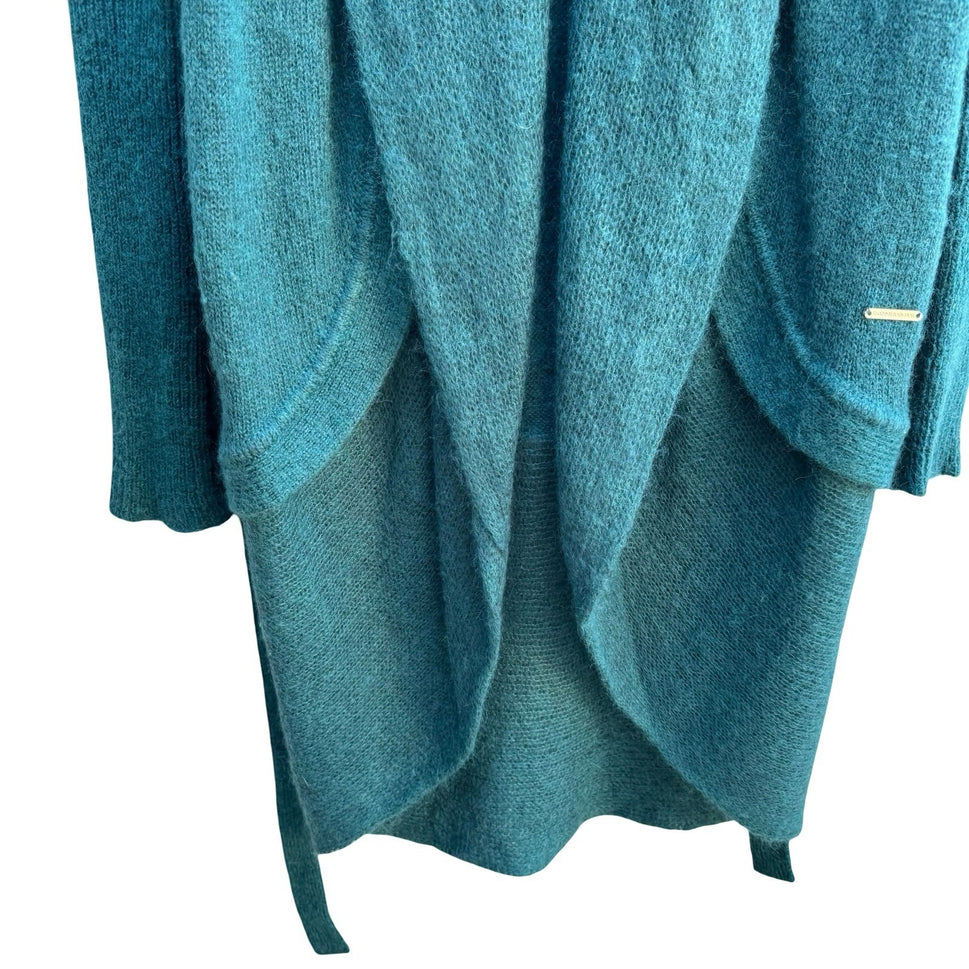 Costume National Italian Mohair Blend Grunge Whimsigoth Draped Open Cardigan S