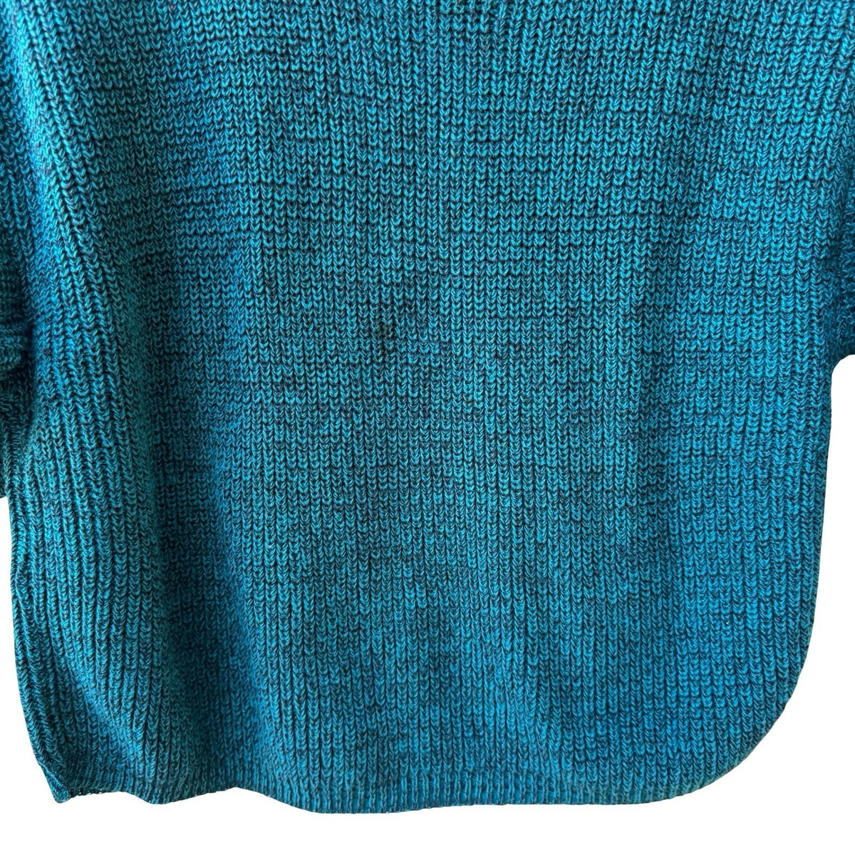 Diane Von Furstenberg Vintage 80s 90s Marled Knit Boxy Crop Sweater Teal Blue L