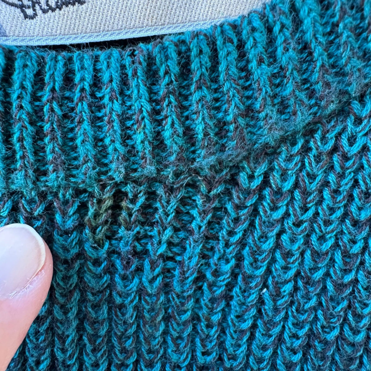 Diane Von Furstenberg Vintage 80s 90s Marled Knit Boxy Crop Sweater Teal Blue L