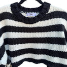 Switch Adika Y2K Alt Emo Grunge Indie Striped Chunky Knit Cropped Oversized Sweater L 3 image