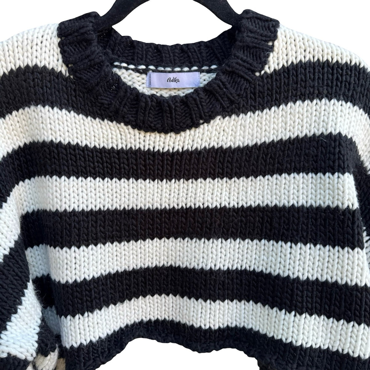 Adika Y2K Alt Emo Grunge Indie Striped Chunky Knit Cropped Oversized Sweater L