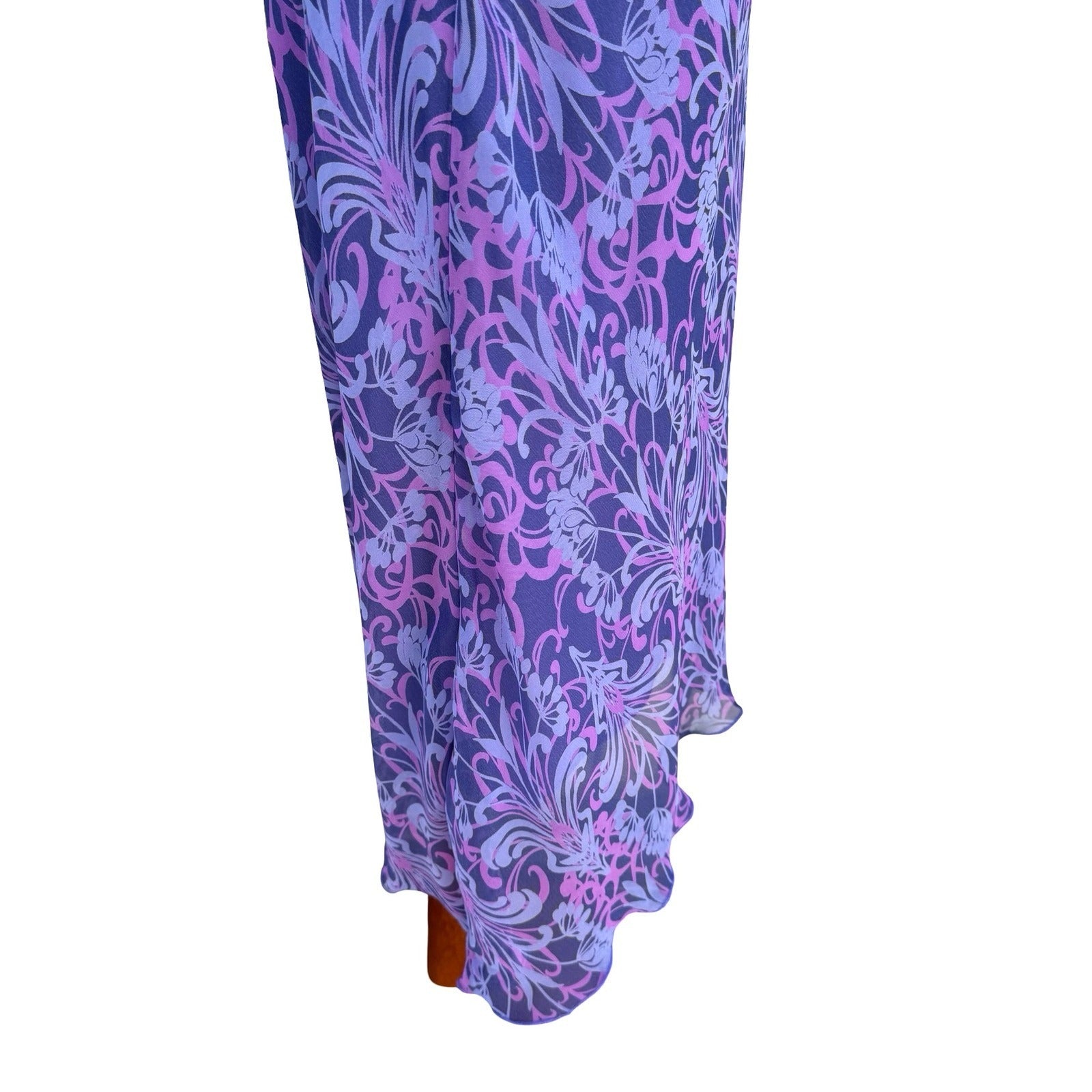 Believe Y2K Purple Floral Paisley Midi Dress Tie Shoulder Fairy 10 Whimsigoth