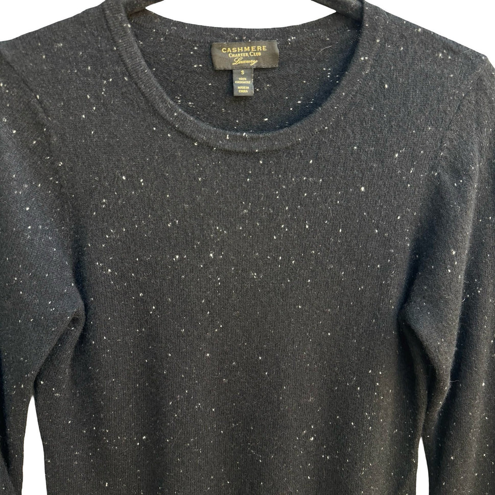 Charter Club Luxury 100% Cashmere Quiet Luxury Minimalist Speckled Sweater S