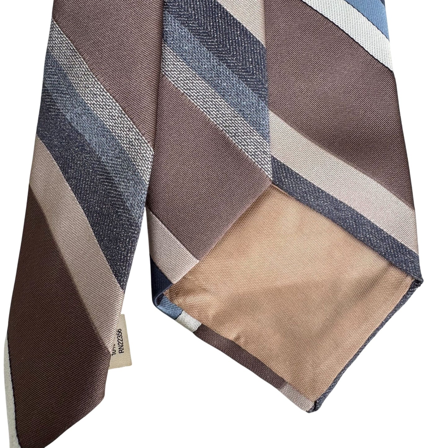 Lilly Dache Vintage Mens Brown Blue Striped Silk Polyester Retro Tie Necktie