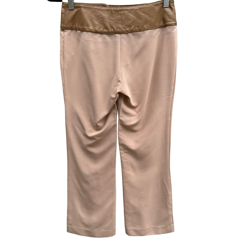 Sheri Bodell Vintage Y2K Moto Professional Pants Leather Buckle Waistband Tan 2