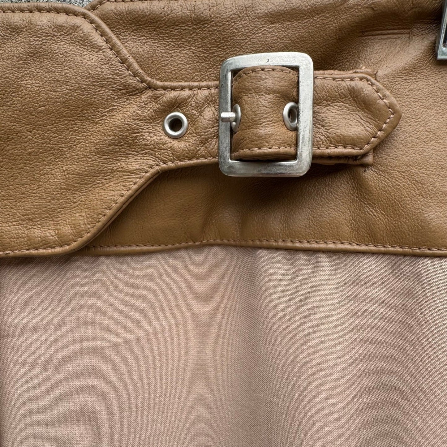 Sheri Bodell Vintage Y2K Moto Professional Pants Leather Buckle Waistband Tan 2