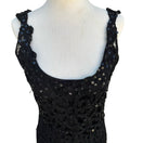 Switch Kroshetta Papillon Vintage 80s Black Crochet Sequin Midi Evening Dress Womens M 3 image