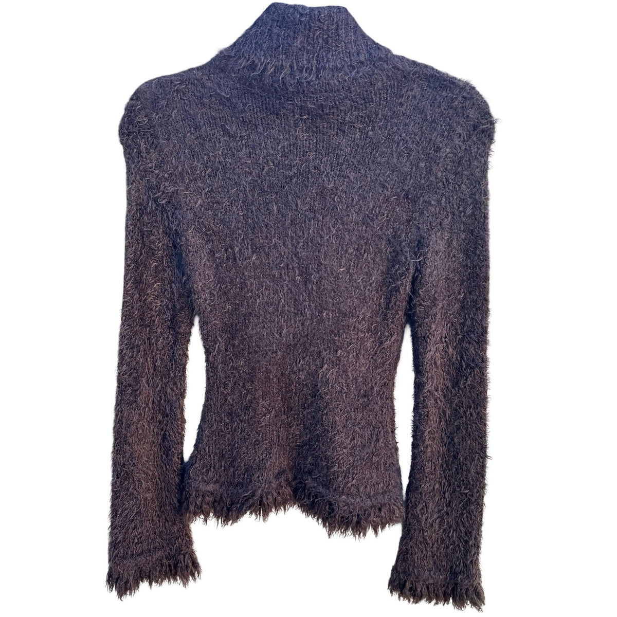 Yarns 90s Y2K Whimsigoth Shaggy Fuzzy Earthy Eyelash Knit Turtleneck Sweater XS