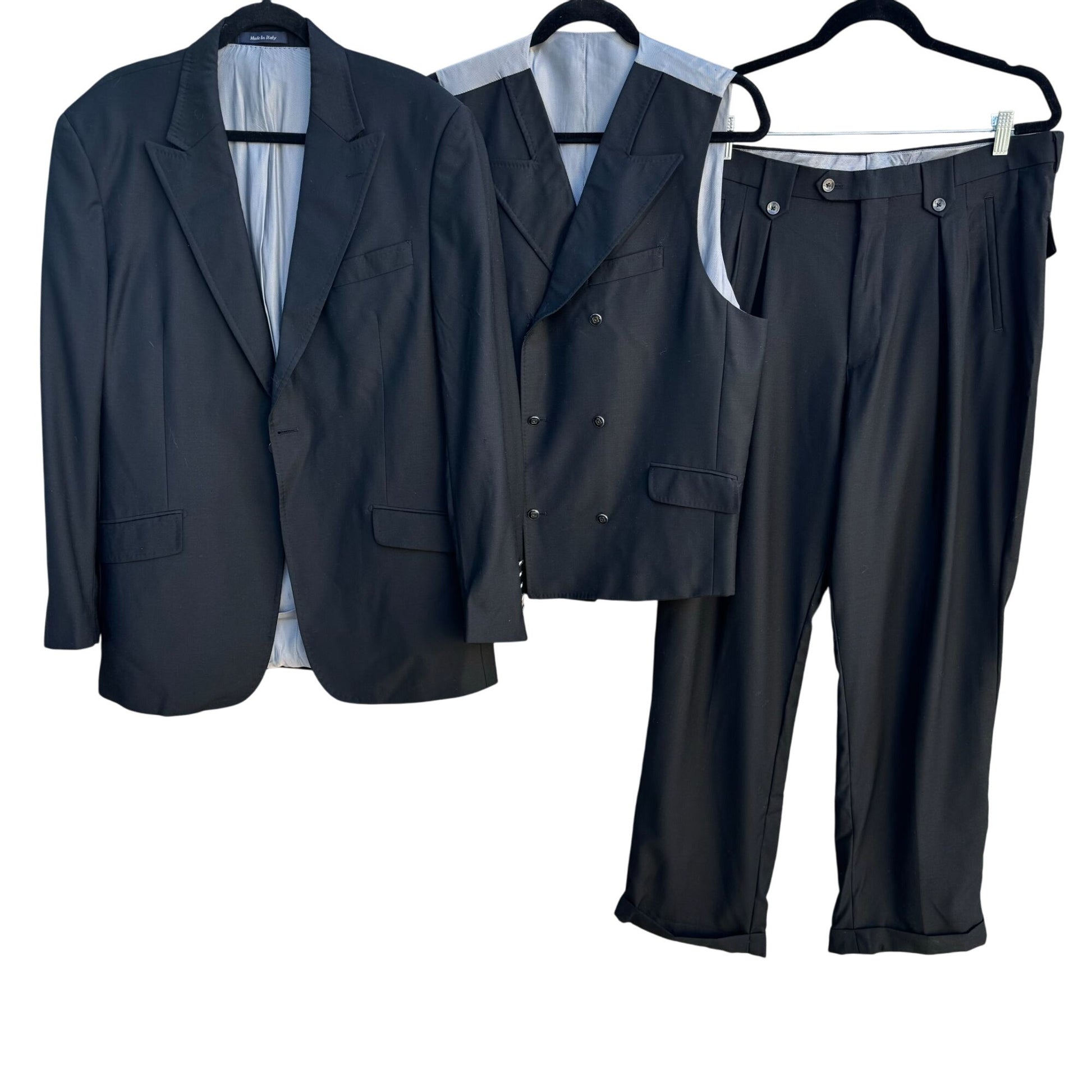 Sergio Valentino Mens San Giovesse Super 150s Wool 3 Piece Blazer Vest Pant Set