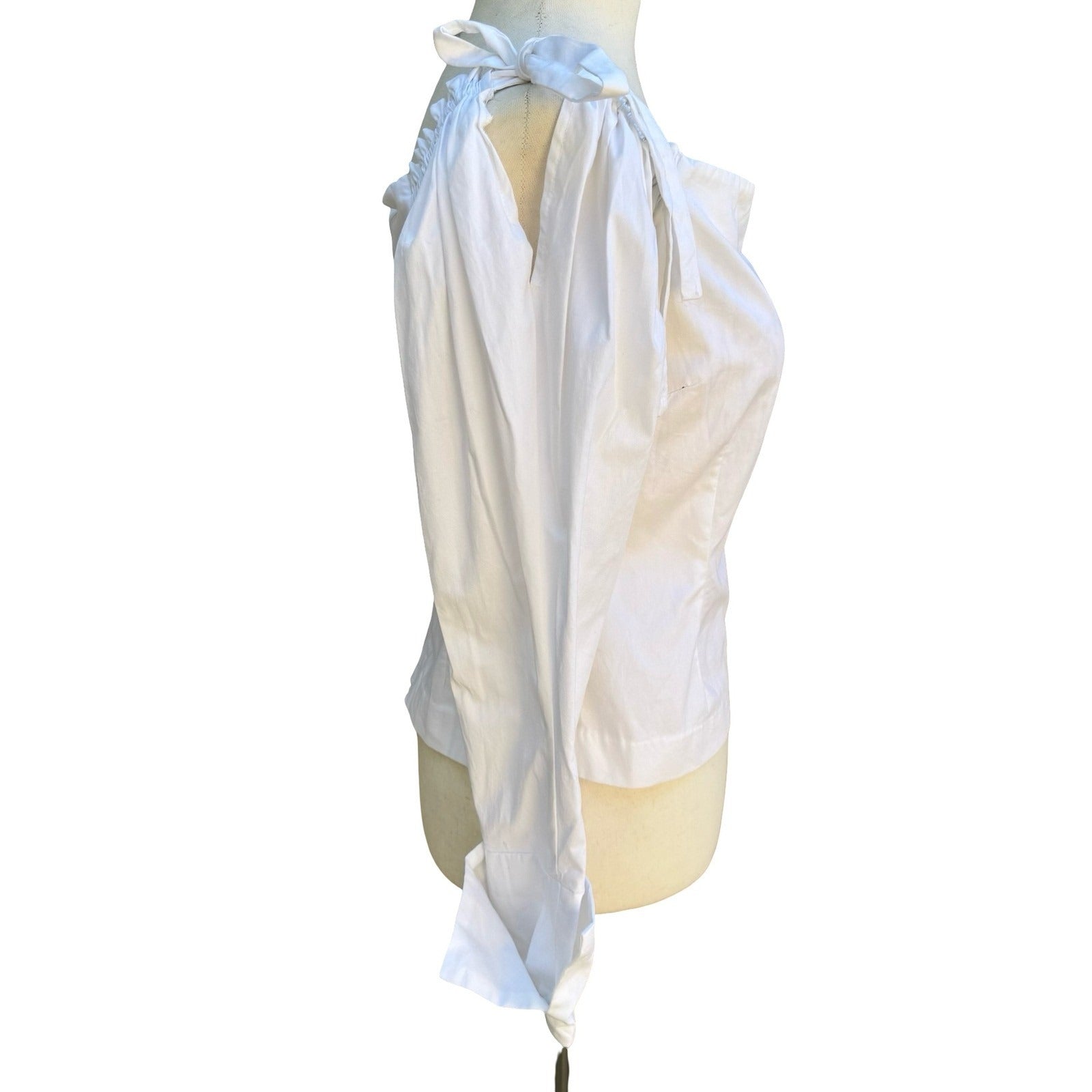 DO+BE Coquette Romantic Off Shoulder Tie Sleeve Square Neck Chic Blouse White XS