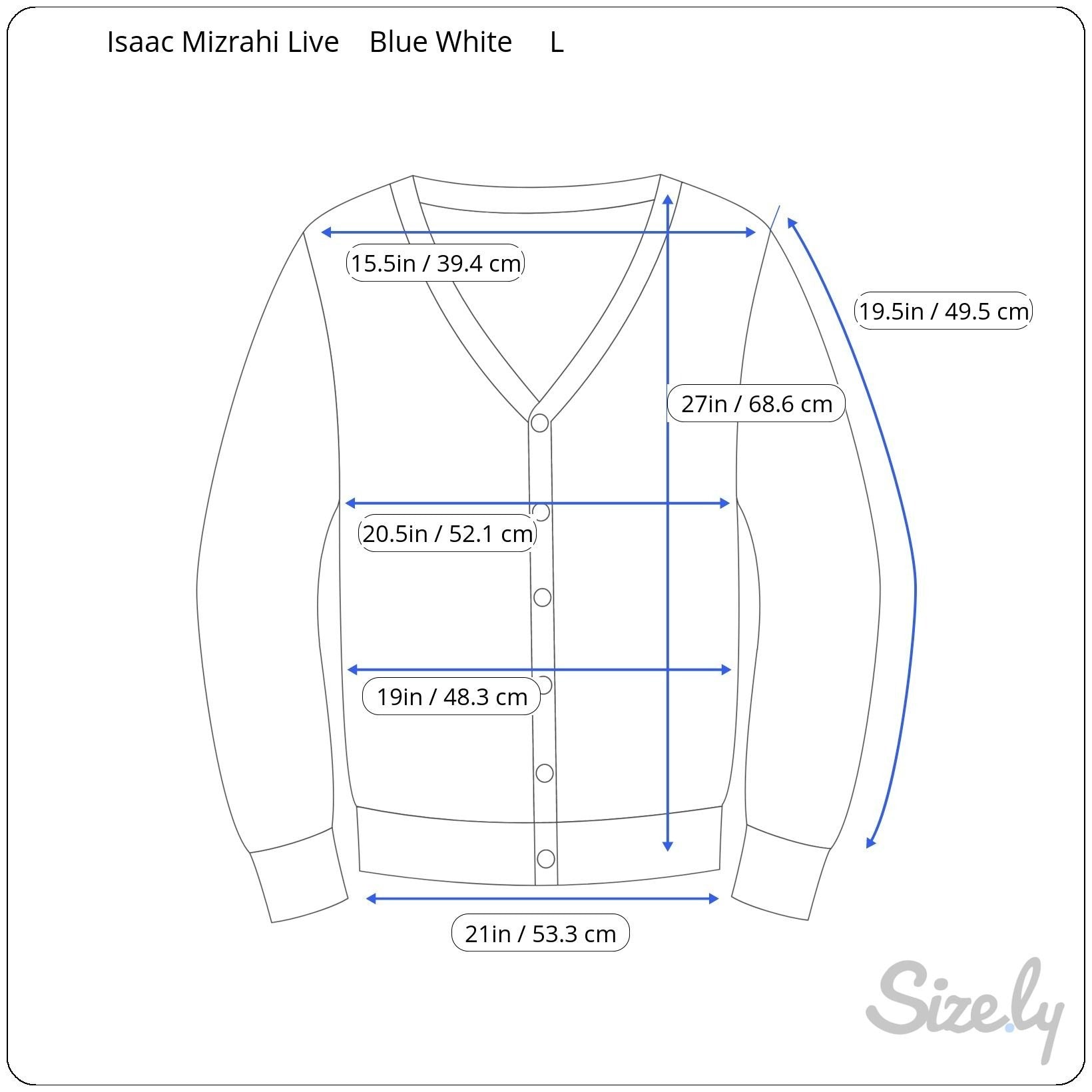 Isaac Mizrahi Live Womens Blue White Delft Print Knit Button Cardigan Sweater L