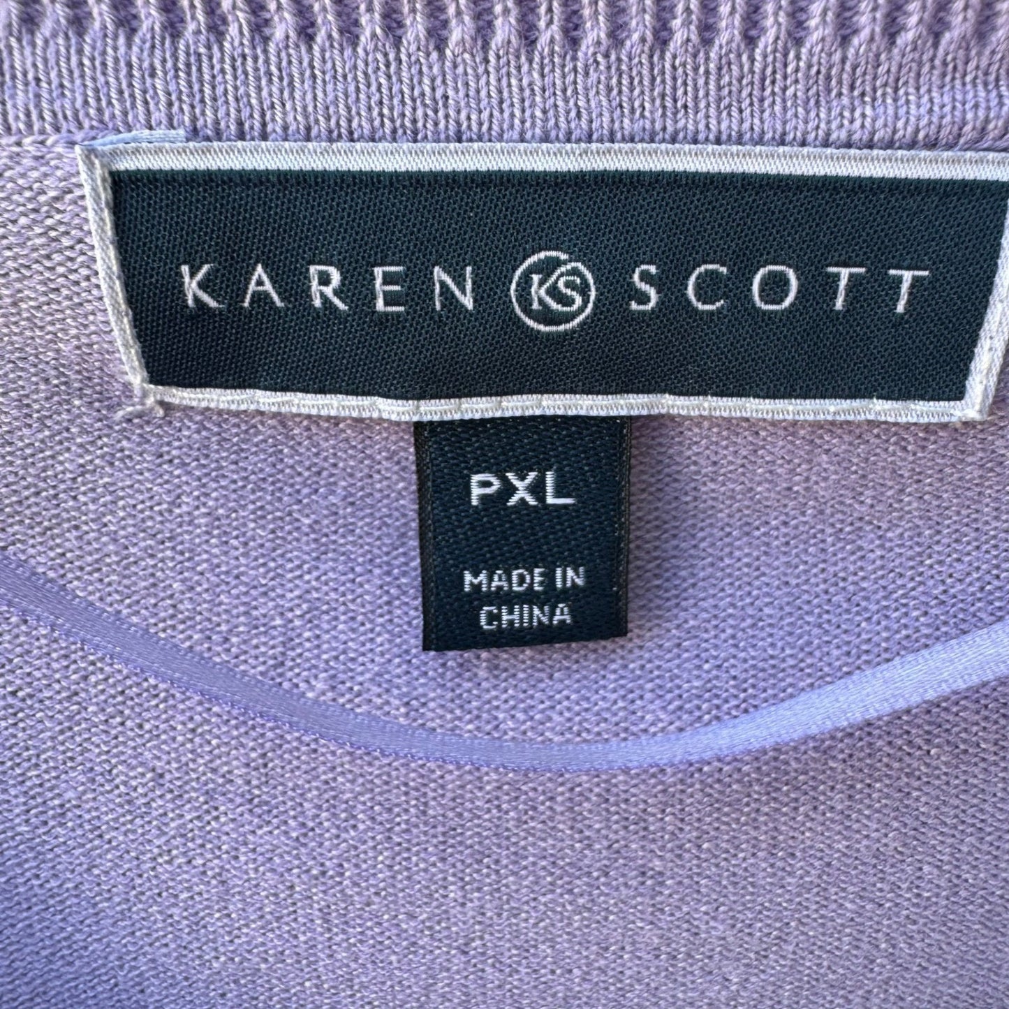 Karen Scott Preppy Professional Minimalist Cardigan Sweater Pastel Lavender XL