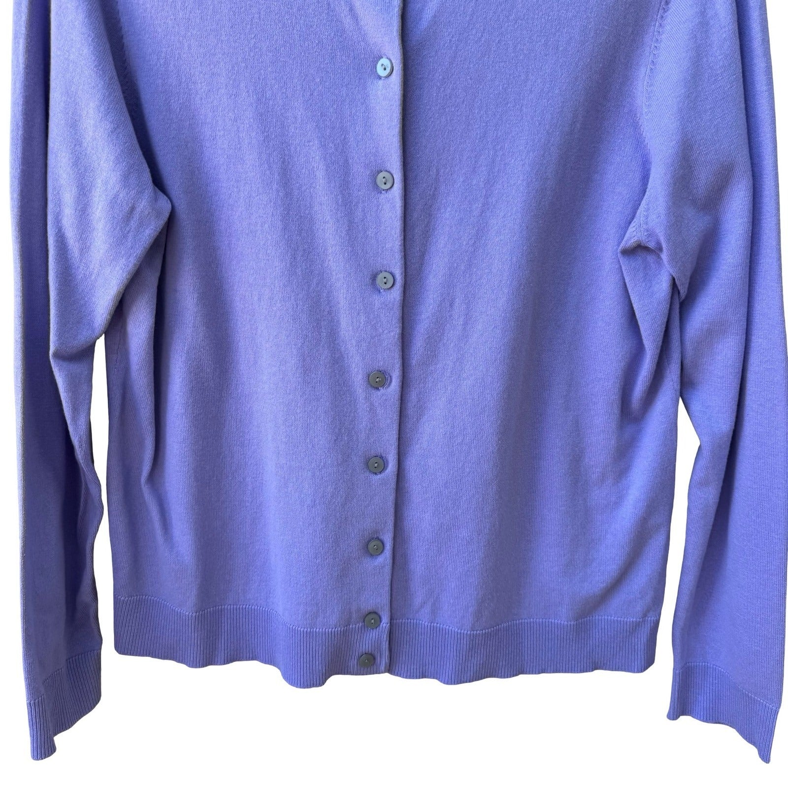 Karen Scott Preppy Professional Minimalist Cardigan Sweater Pastel Lavender XL