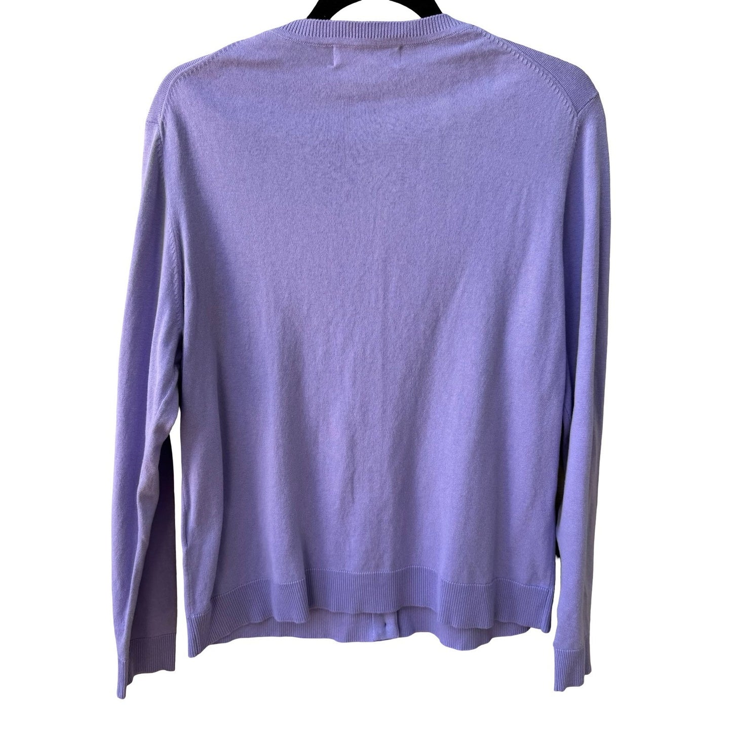 Karen Scott Preppy Professional Minimalist Cardigan Sweater Pastel Lavender XL