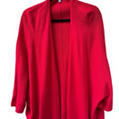 Switch Neiman Marcus Cashmere Collection Luxury Tomato Red Open Front Cocoon Cardigan 3 image
