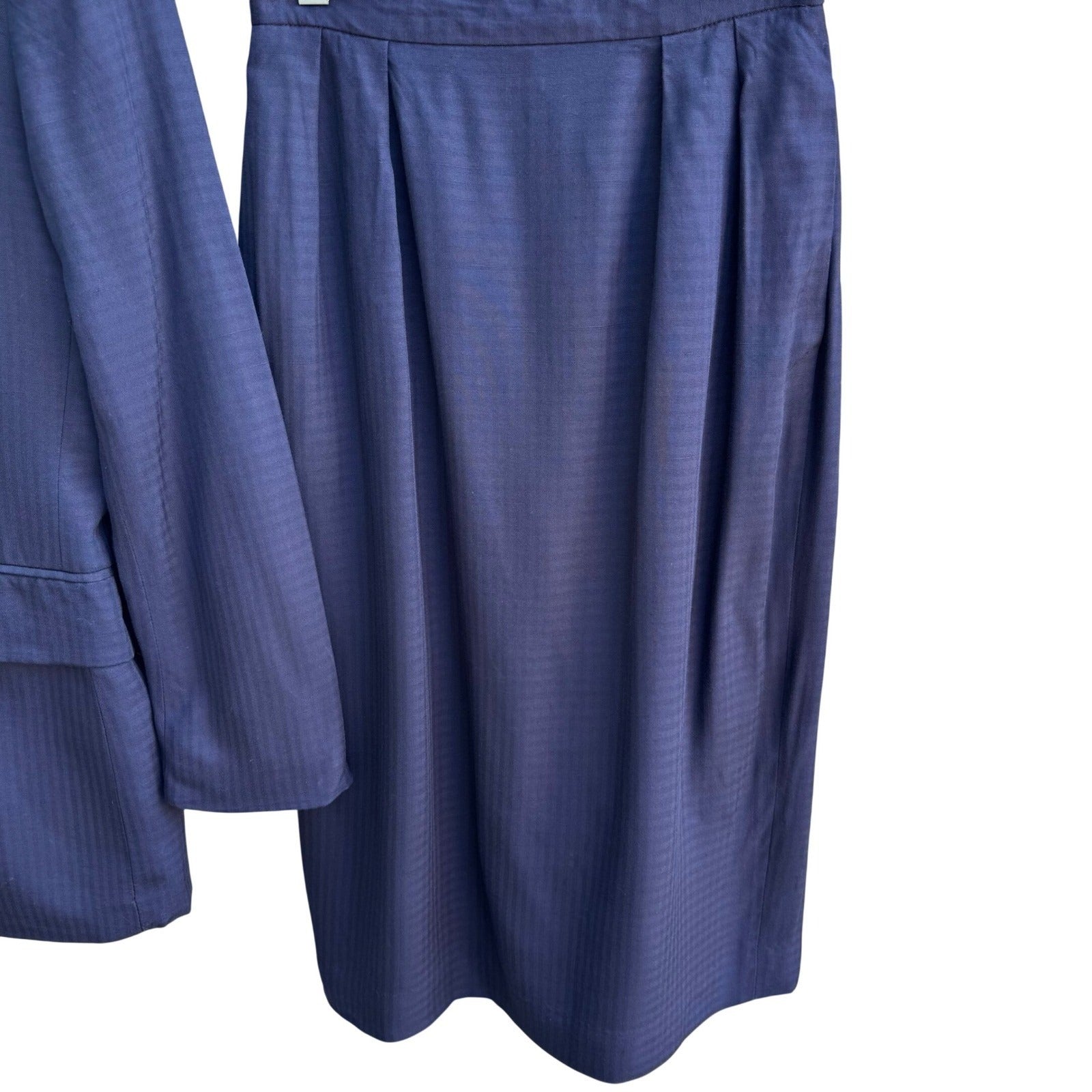 Christian Dior Vintage Navy Blue Double Breasted Skirt Suit Set Size 4 USA Made