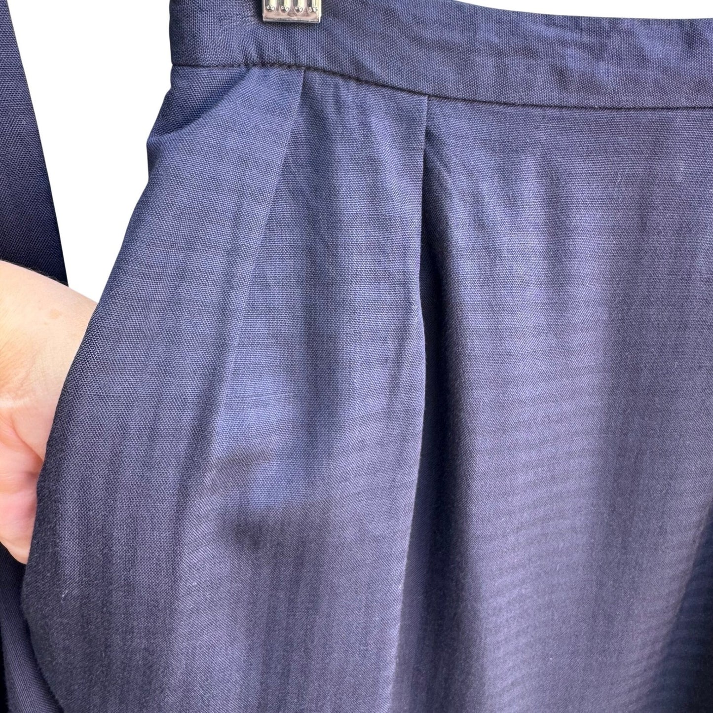 Christian Dior Vintage Navy Blue Double Breasted Skirt Suit Set Size 4 USA Made