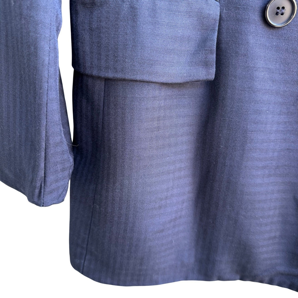 Christian Dior Vintage Navy Blue Double Breasted Skirt Suit Set Size 4 USA Made