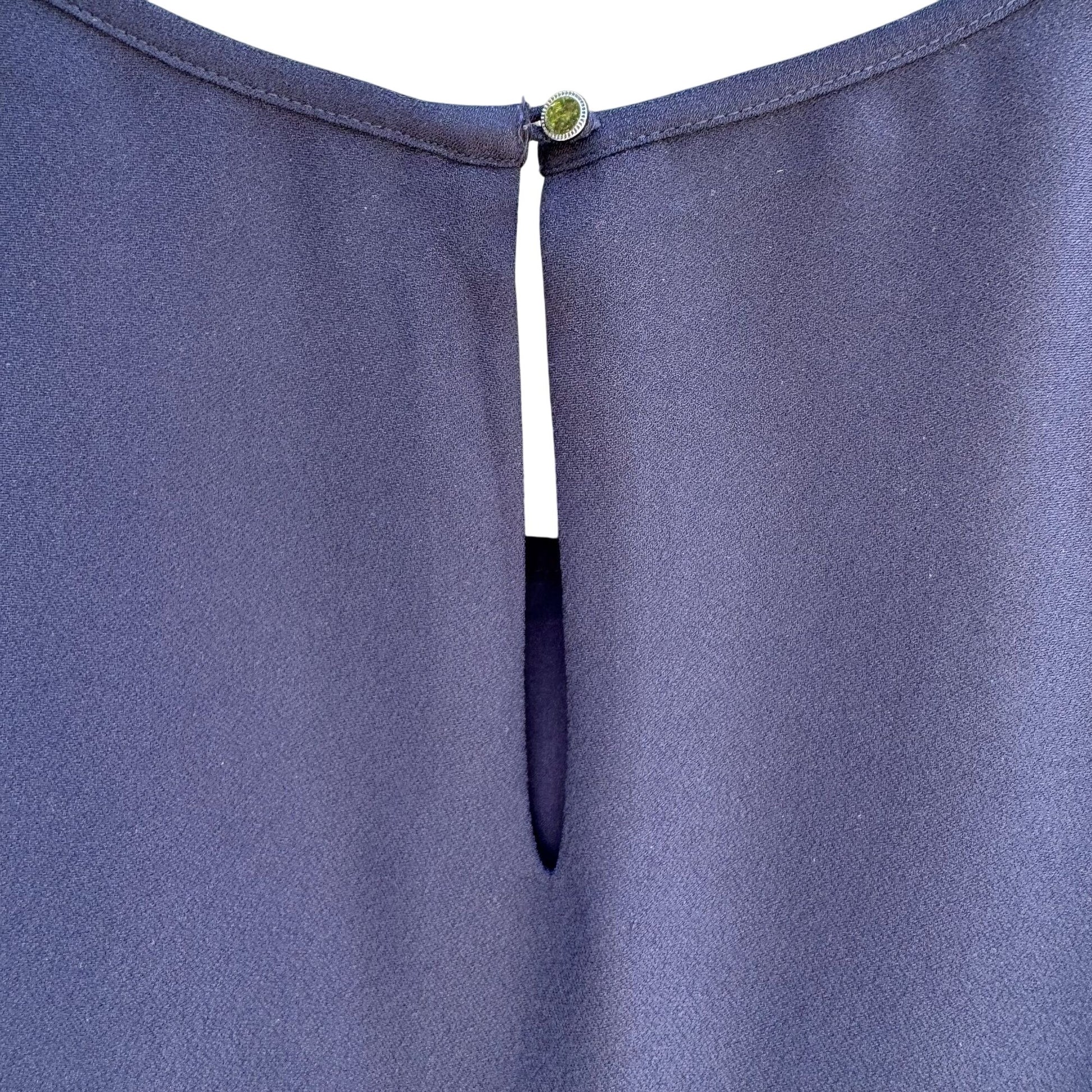 Banana Republic Womens Navy Sleeveless Lace Crochet Fringe Overlay Blouse Top S