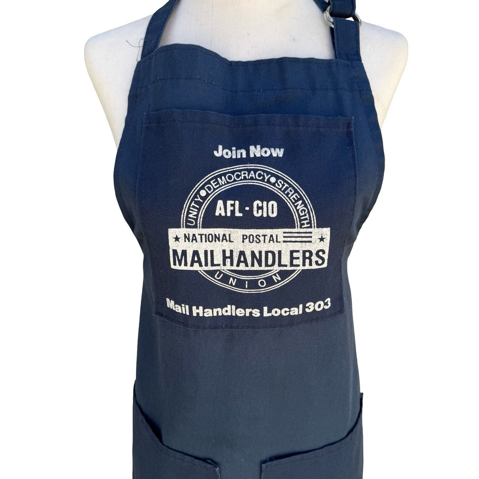 National Postal Mail Handlers Union Local 303 Navy Canvas Work Apron Pockets