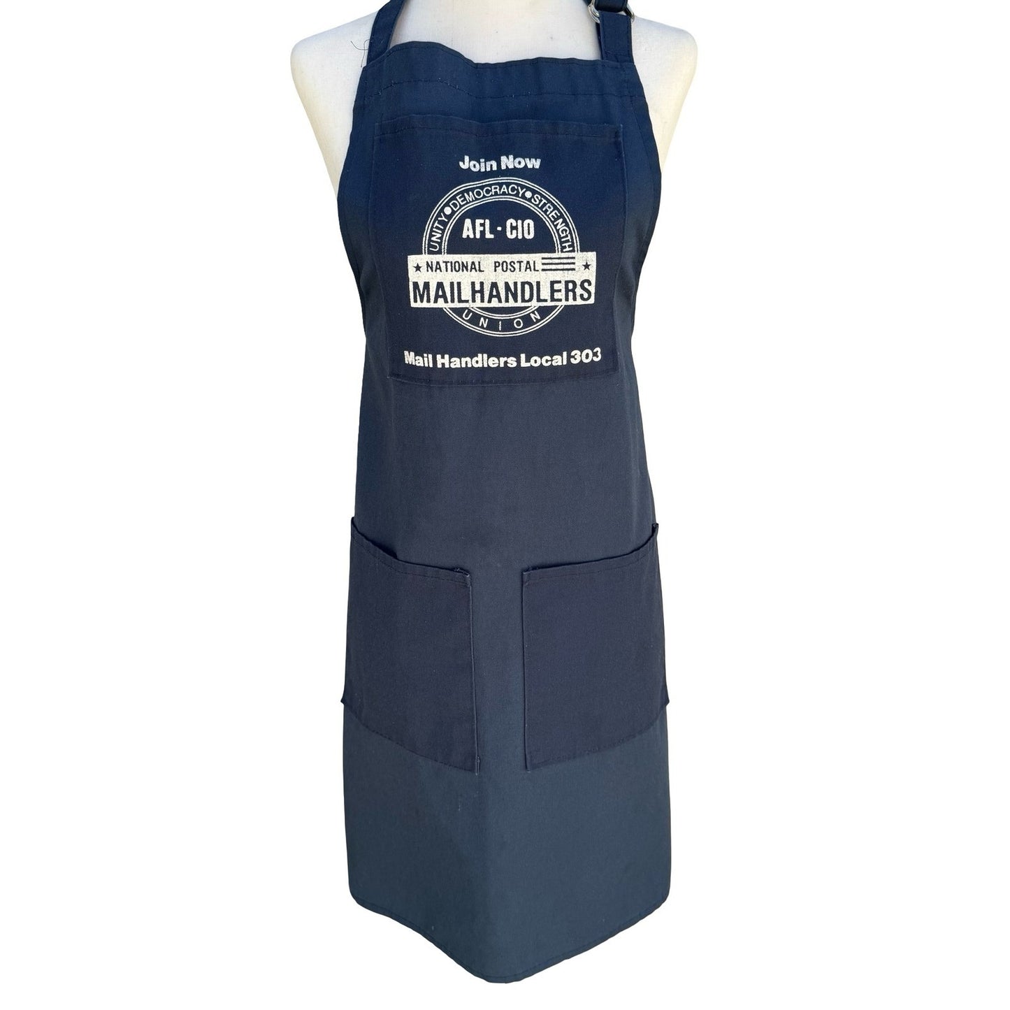 National Postal Mail Handlers Union Local 303 Navy Canvas Work Apron Pockets