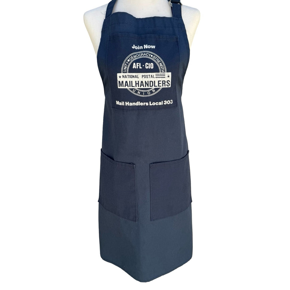 National Postal Mail Handlers Union Local 303 Navy Canvas Work Apron Pockets