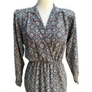 Switch Liz Claiborne Vintage 100% Silk Geometric Medallion Wrap Secretary Dress Navy 4 3 image