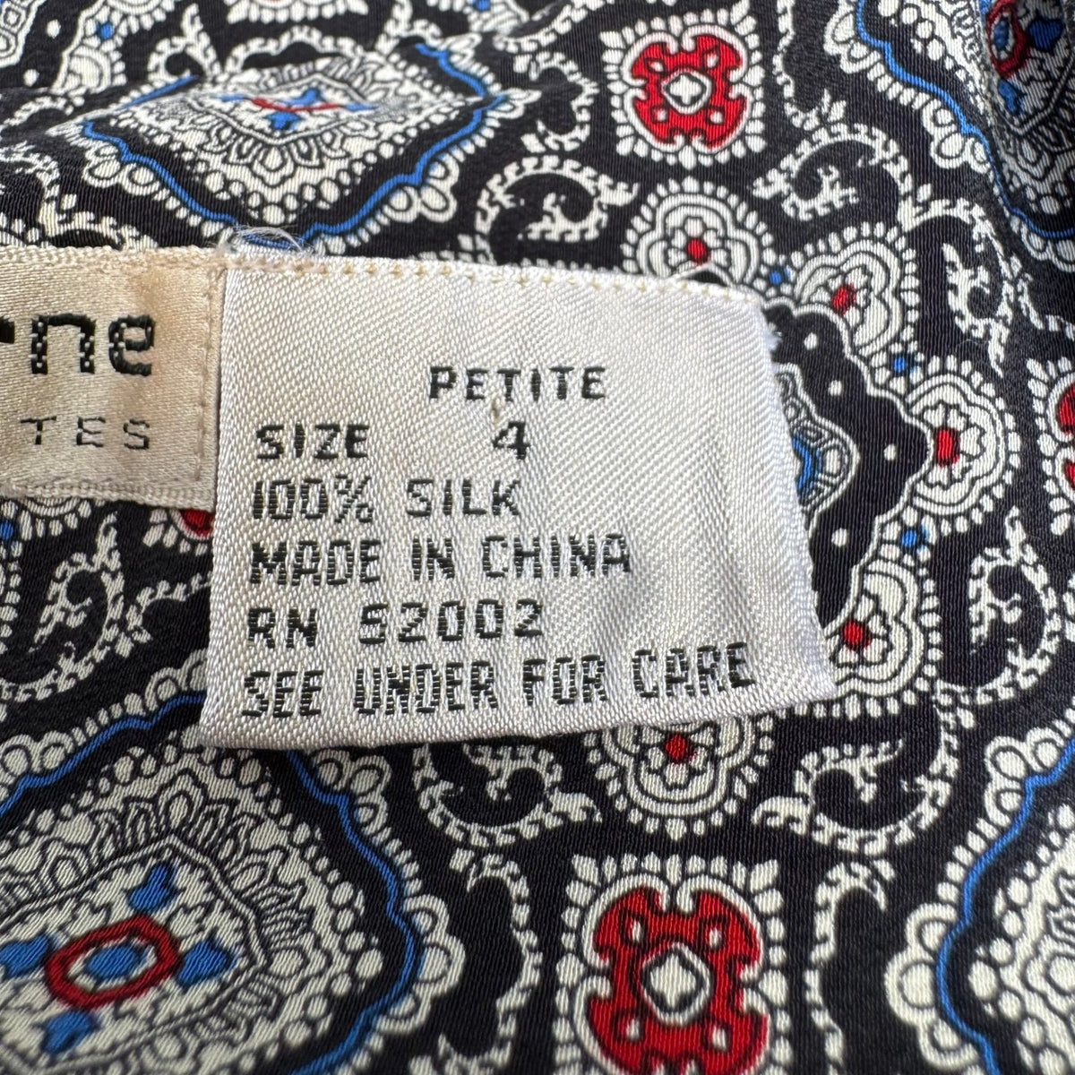 Liz Claiborne Vintage 100% Silk Geometric Medallion Wrap Secretary Dress Navy 4