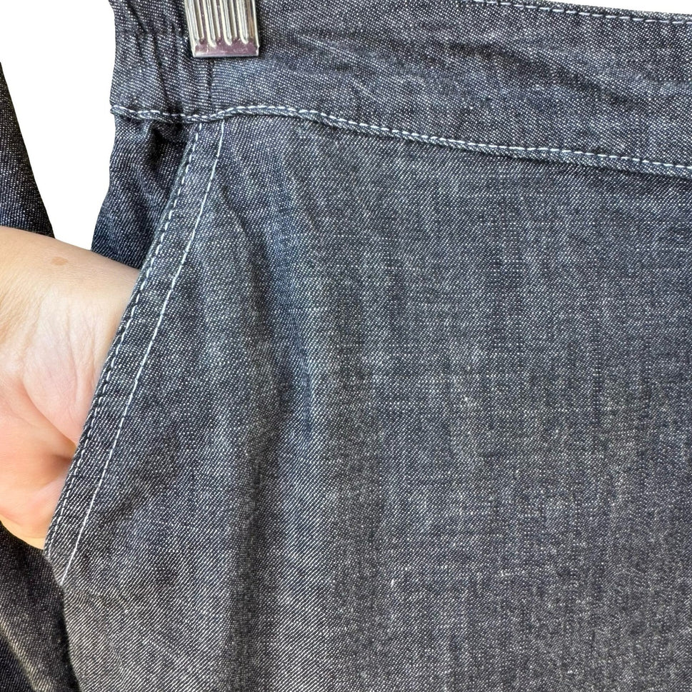 Drapers & Damons Womens Large Gray Cotton Chambray Pant Set Rhinestone Buttons