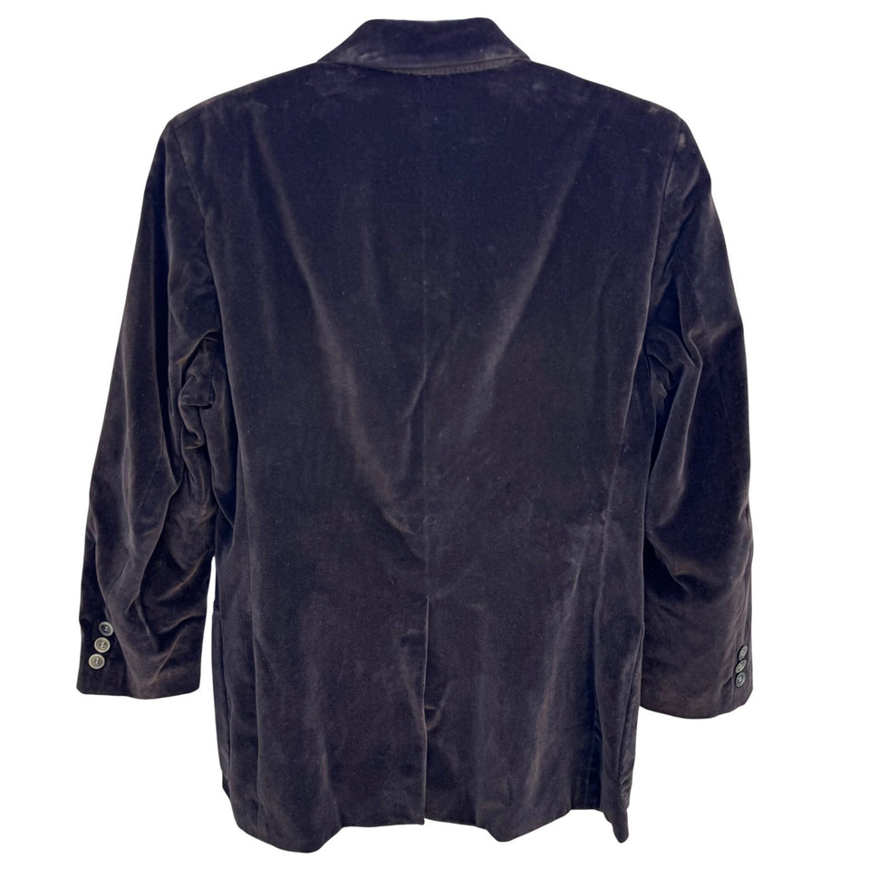 Bill Blass Mens Vintage Chocolate Brown Velvet Blazer Sport Coat 2 Button Brown