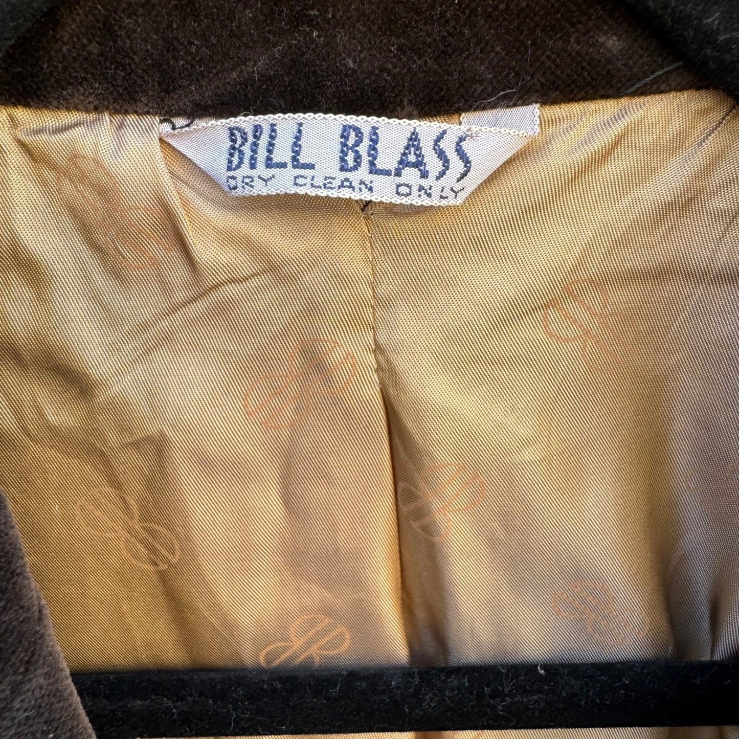 Bill Blass Mens Vintage Chocolate Brown Velvet Blazer Sport Coat 2 Button Brown