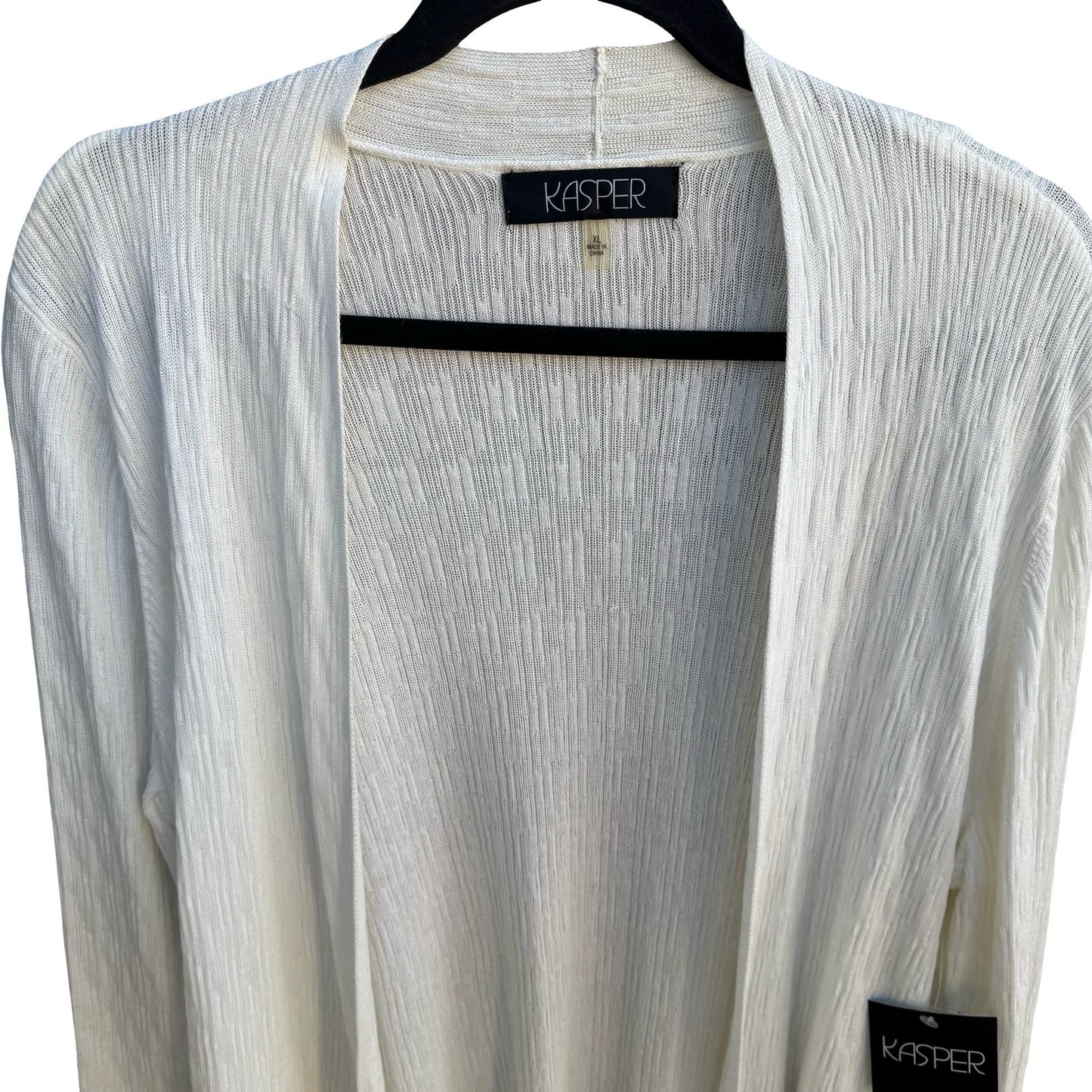 Kasper Minimalist Quiet Luxury Boho Textured Open Front Cardigan Sweater XL NWT