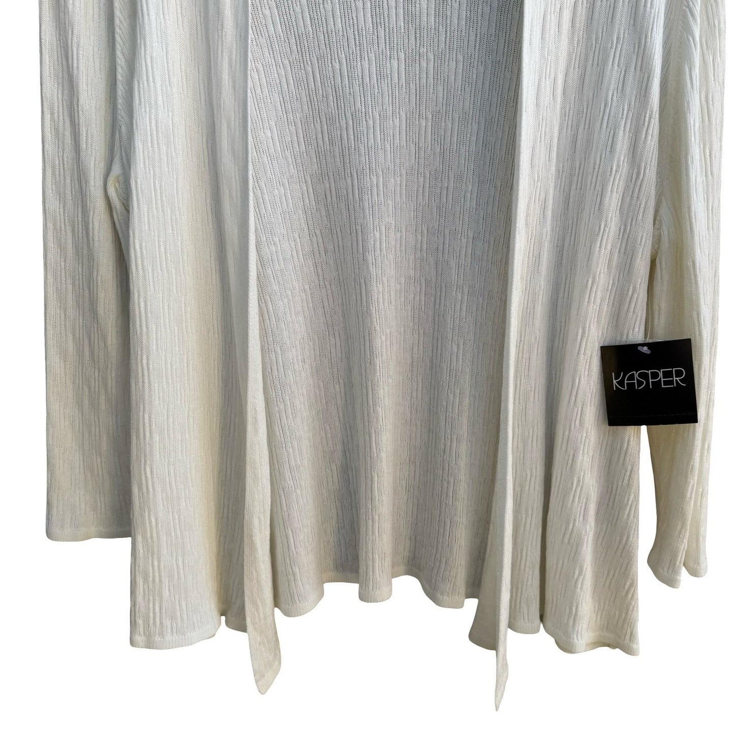 Kasper Minimalist Quiet Luxury Boho Textured Open Front Cardigan Sweater XL NWT