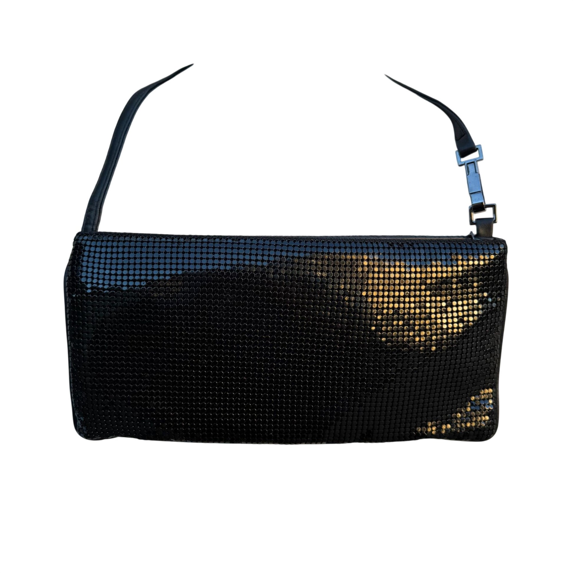 Whiting & Davis Vintage Womens Black Metallic Mesh Evening Bag Party Glam Formal