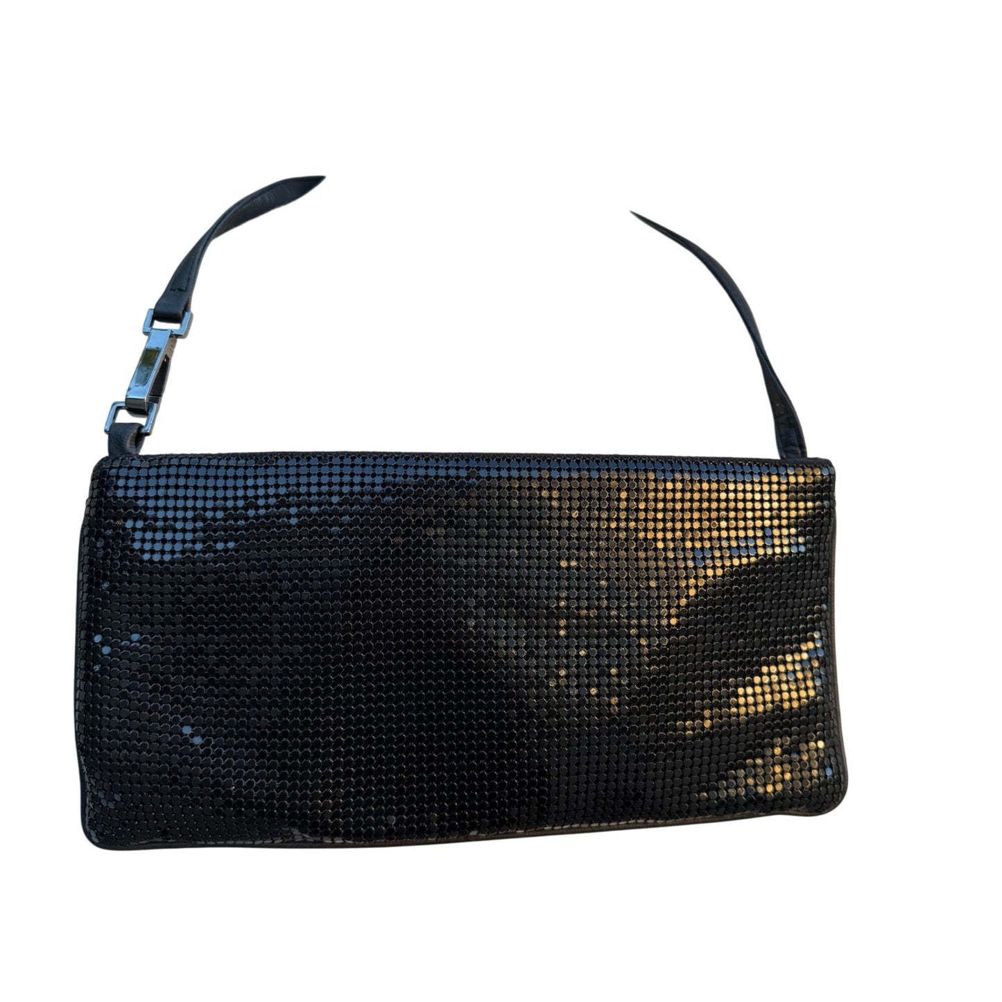Whiting & Davis Vintage Womens Black Metallic Mesh Evening Bag Party Glam Formal