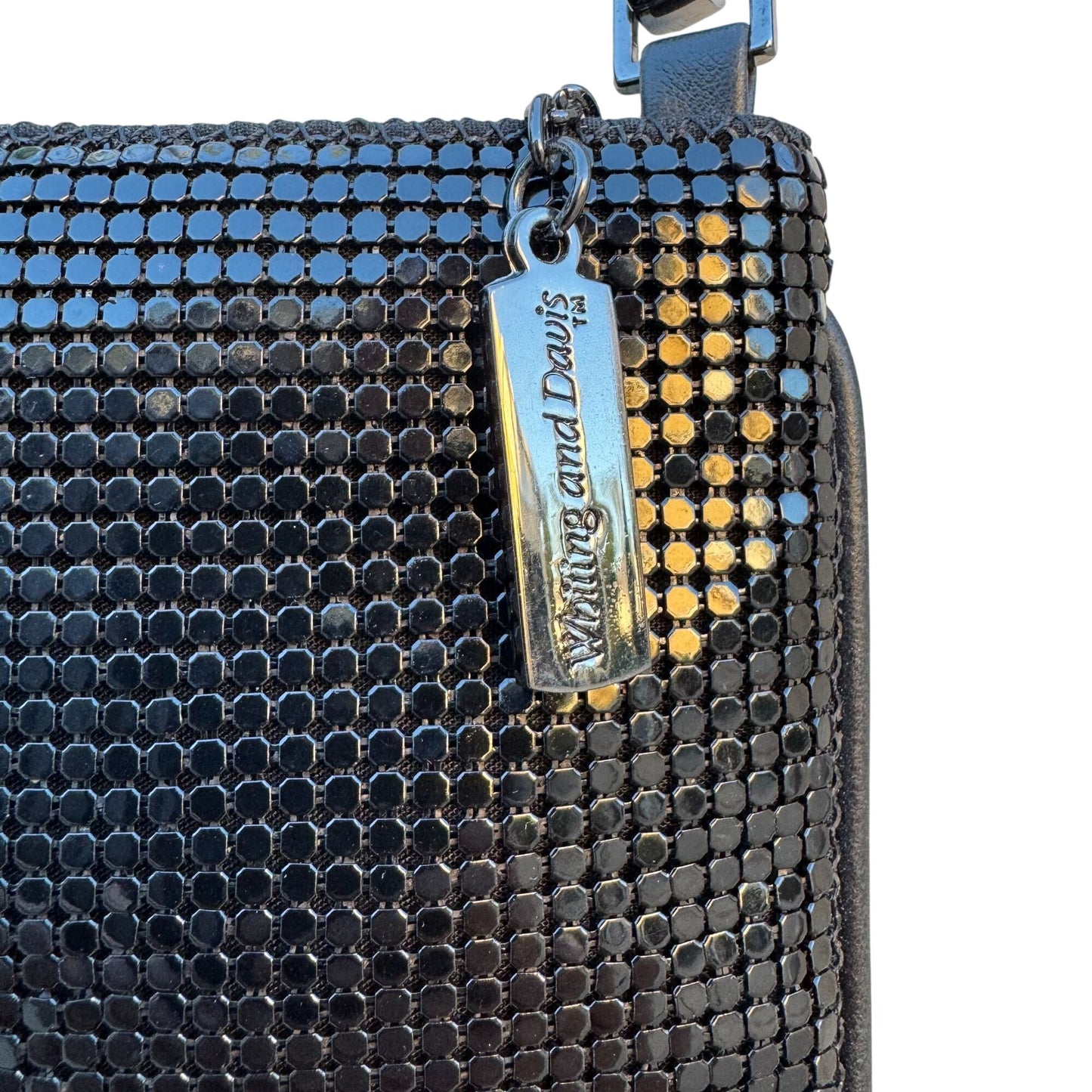 Whiting & Davis Vintage Womens Black Metallic Mesh Evening Bag Party Glam Formal